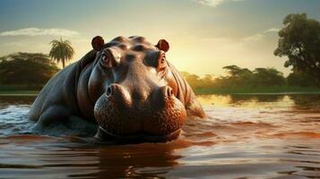 AI generated Hippopotamus high quality background photo