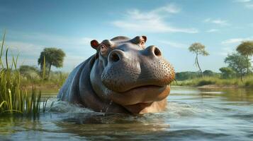 AI generated Hippopotamus high quality background photo