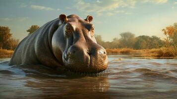 AI generated Hippopotamus high quality background photo