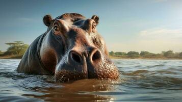 AI generated Hippopotamus high quality background photo