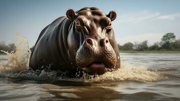 AI generated Hippopotamus high quality background photo