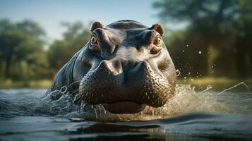 AI generated Hippopotamus high quality background photo