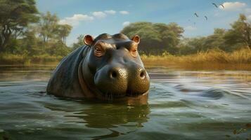 AI generated Hippopotamus high quality background photo