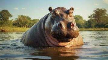 AI generated Hippopotamus high quality background photo