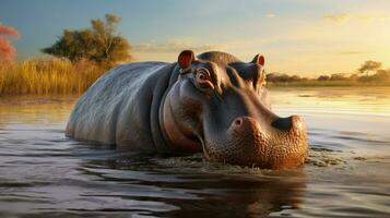 AI generated Hippopotamus high quality background photo