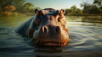 AI generated Hippopotamus high quality background photo