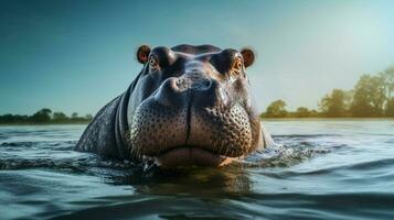 AI generated Hippopotamus high quality background photo