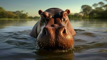 AI generated Hippopotamus high quality background photo