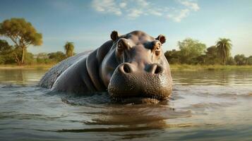 AI generated Hippopotamus high quality background photo