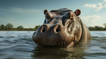AI generated Hippopotamus high quality background photo