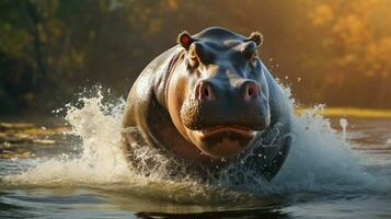 AI generated Hippopotamus high quality background photo