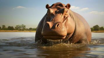 AI generated Hippopotamus high quality background photo