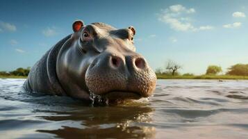 AI generated Hippopotamus high quality background photo