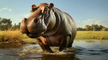 AI generated Hippopotamus high quality background photo