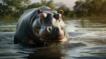 AI generated Hippopotamus high quality background photo