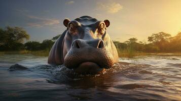 AI generated Hippopotamus high quality background photo