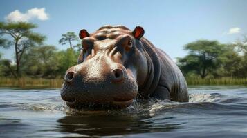 AI generated Hippopotamus high quality background photo