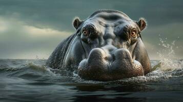 AI generated Hippopotamus high quality background photo