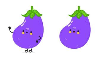 Eggplant character. Vector hand drawn cartoon kawaii character illustration icon. Isolated on white background. Eggplant character concept