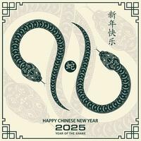 Happy Chinese new year 2025 Zodiac sign, year of the Snake vector