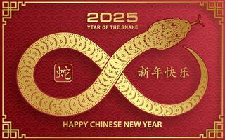 Happy Chinese new year 2025 Zodiac sign, year of the Snake vector