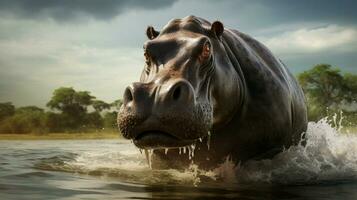 AI generated Hippopotamus high quality background photo