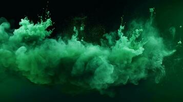 AI generated Dark green color powder splash background photo