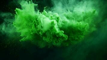 AI generated Dark green color powder splash background photo