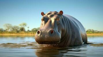 AI generated Hippopotamus high quality background photo