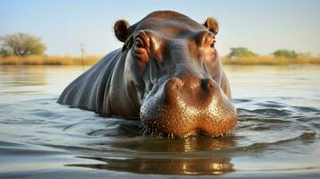 AI generated Hippopotamus high quality background photo