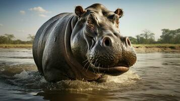 ai generado hipopótamo alto calidad antecedentes foto