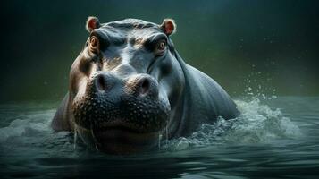 AI generated Hippopotamus high quality background photo