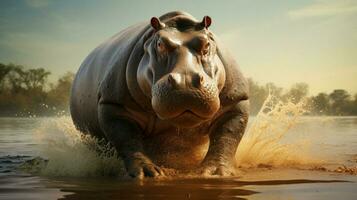 AI generated Hippopotamus high quality background photo