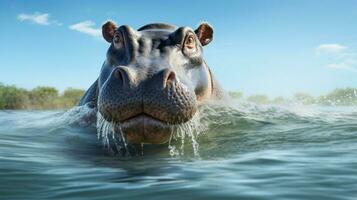 AI generated Hippopotamus high quality background photo