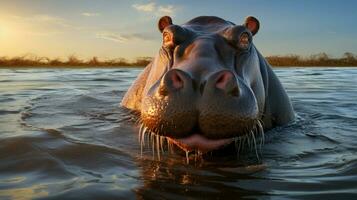 AI generated Hippopotamus high quality background photo