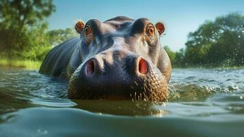 AI generated Hippopotamus high quality background photo