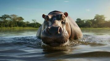 AI generated Hippopotamus high quality background photo