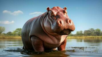 AI generated Hippopotamus high quality background photo