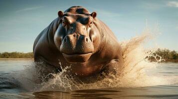 AI generated Hippopotamus high quality background photo