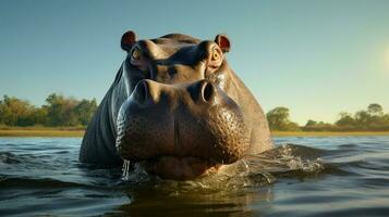 AI generated Hippopotamus high quality background photo