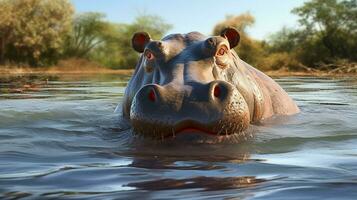 AI generated Hippopotamus high quality background photo