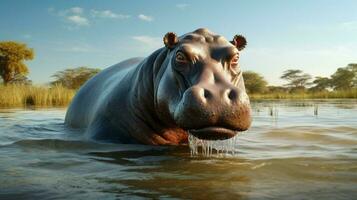 AI generated Hippopotamus high quality background photo