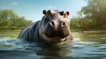 AI generated Hippopotamus high quality background photo