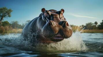 AI generated Hippopotamus high quality background photo
