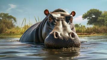 AI generated Hippopotamus high quality background photo