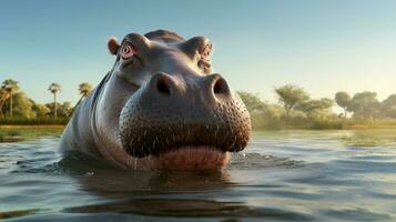 AI generated Hippopotamus high quality background photo