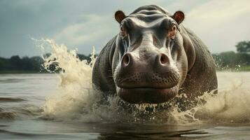 AI generated Hippopotamus high quality background photo