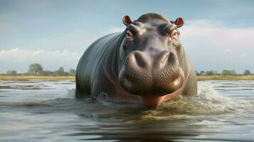 AI generated Hippopotamus high quality background photo