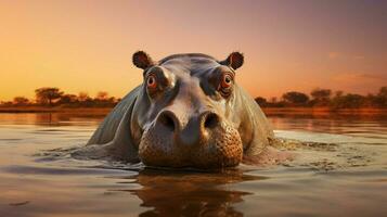 AI generated Hippopotamus high quality background photo