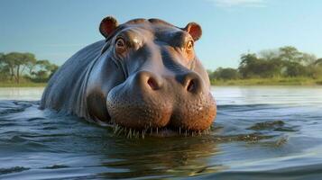 AI generated Hippopotamus high quality background photo